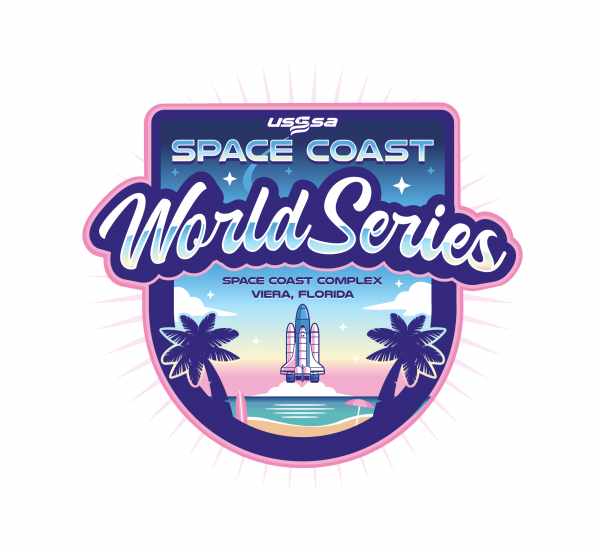 Space coast. USSSA. World Series 2022 Champions. Low Coast logo. Atalantic Coast logo.